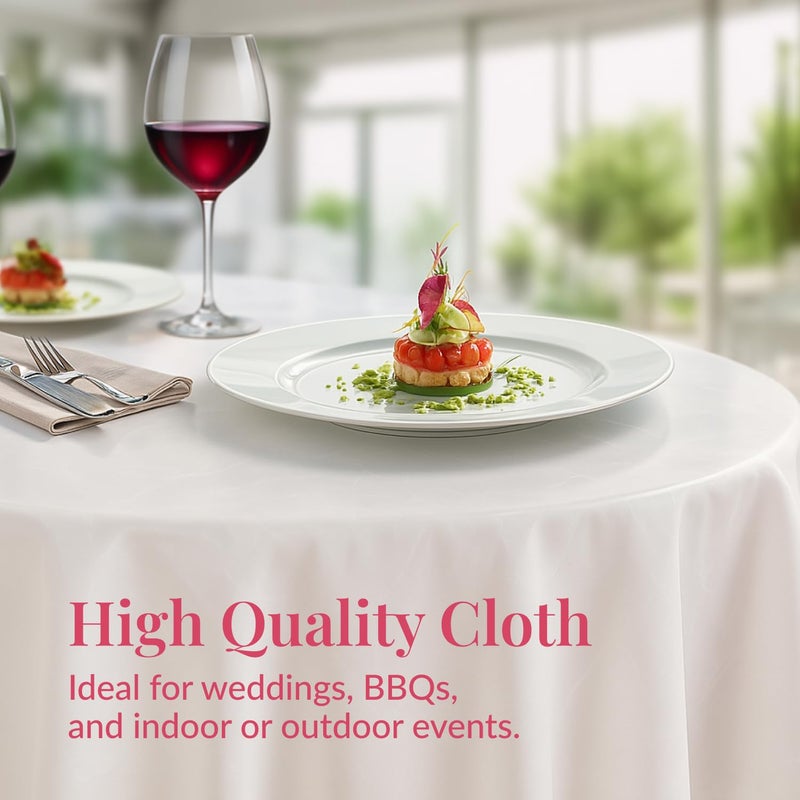 Prestee 4-Pack 84-Inch White Round Plastic Tablecloth Disposable - Durable Waterproof Table Covers for Weddings, BBQ, Parties, Outdoor Events - Elegant White Plastic Tablecloths Round for Any Occasion - Image 4